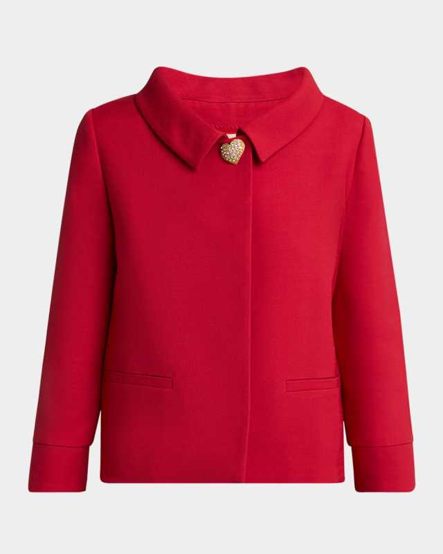 Crepe Couture Heart Button Jacket